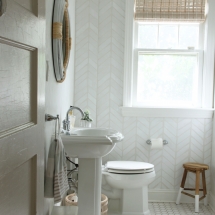 It is reveal week in the "$100 Room Challenge!"  This week was full of DIY projects!  I almost didn't make the deadline, but luckily some small changes to my plan helped me complete my powder room refresh!  Take a look below at the before and after pictures!